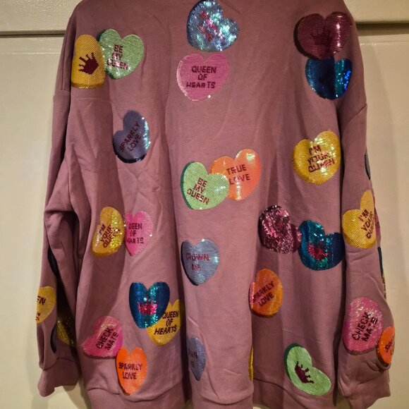 Queen of Sparkles Sequin Conversation Heart Sweatshirt - Picture 5 of 8